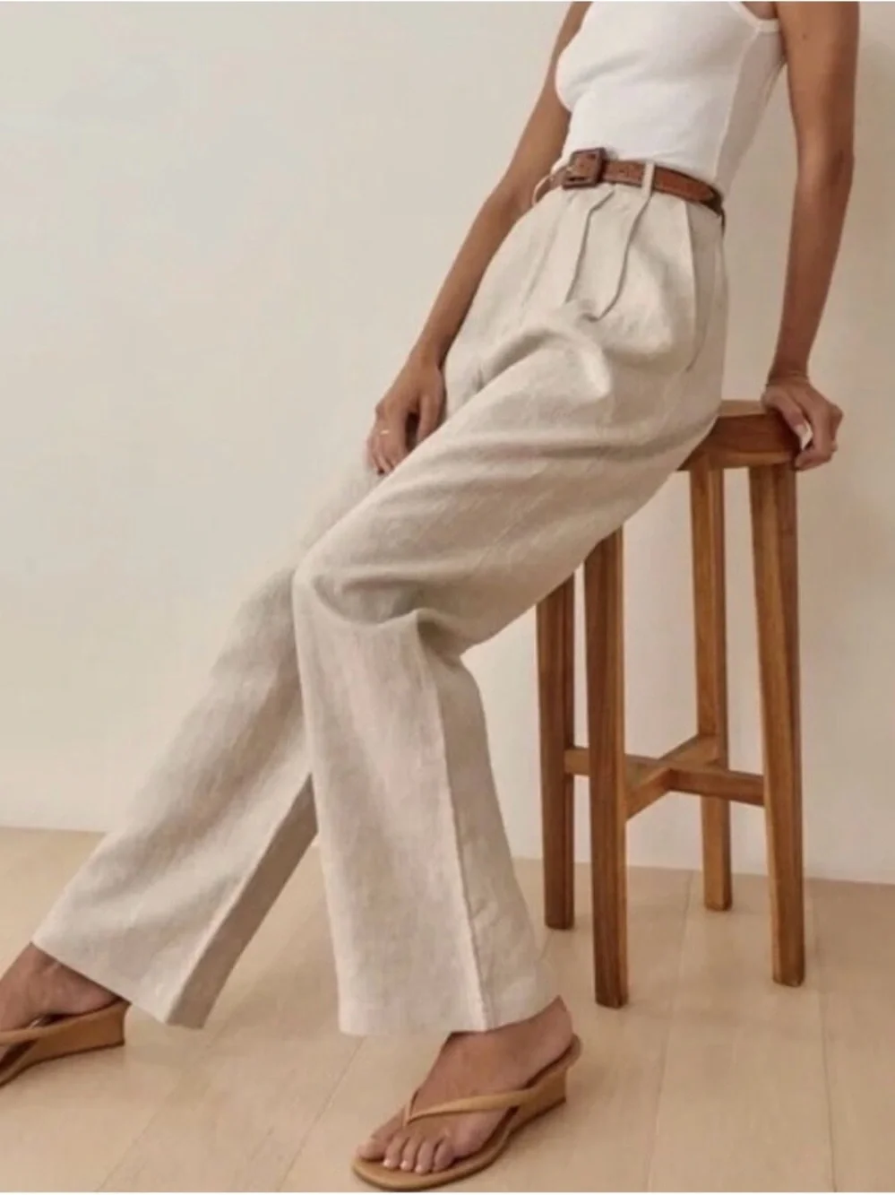 Reformation Vesta Pleated Wide Leg Linen Pants NWOT